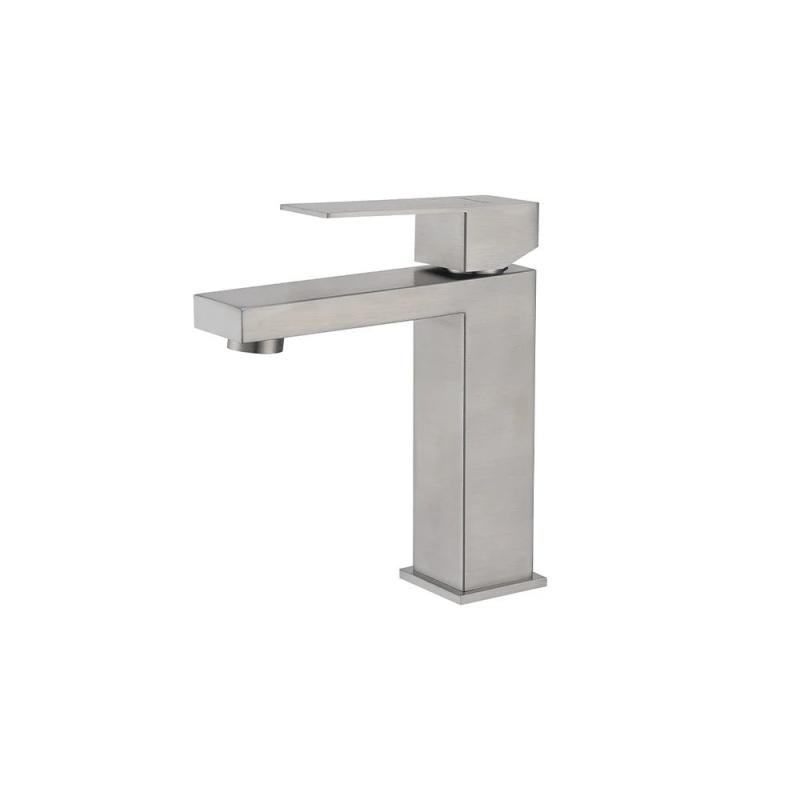 Brushed Nickel Square Single-Hole Bathroom Faucet