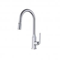 chrome slim pull down kitchen faucet with squared base