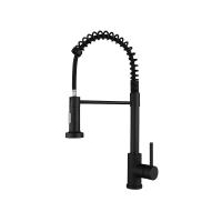 matte black spring neck pull down kitchen faucet